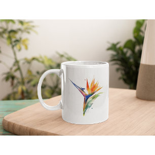 Caneca De Café Pássaro do paraíso cor-de-água brilhante de flor e