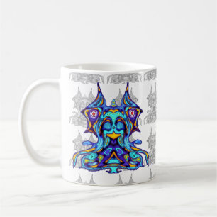 Caneca De Café Pássaro dragão colorido no trono v1.1
