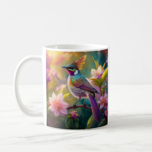 Caneca De Café Pássaro Fantasia de Jay Arco-íris com Crista Laran (Esquerda)