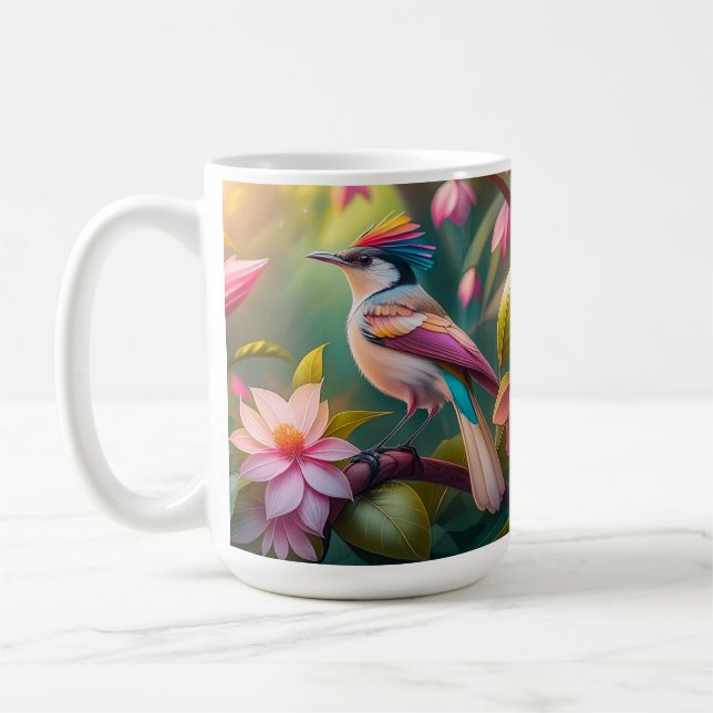Caneca De Café Pássaro Fantasia de Jay com Crista de Arco-íris (Esquerda)