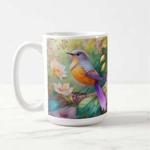 Caneca De Café Pássaro Fantasia Laranja Torrado de lavanda