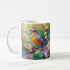 Caneca De Café Pássaro Fantasia Laranja Torrado de lavanda