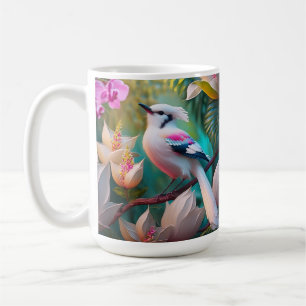 Caneca De Café Pássaro Fantástico Branca Pincado