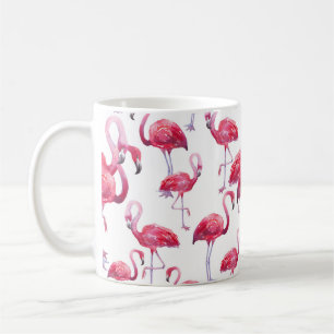Caneca De Café Pássaro Flamingo Watercolor Exótico