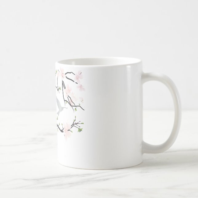 Caneca De Café Pássaro Flor Rosa (Direita)
