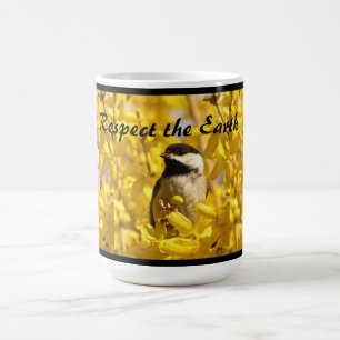 Caneca De Café Pássaro Frango do Dia da Terra em Mug Flor Amarelo