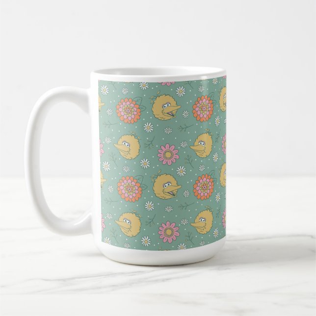 Caneca De Café Pássaro Grande | Padrão Floral de Boas Vibes (Esquerda)