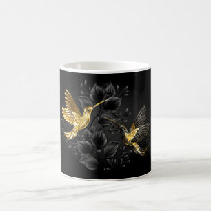 Caneca De Café Pássaro Humino Negro e Dourado
