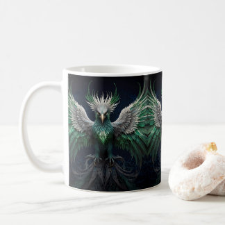 Caneca De Café Pássaro Majestoso Verde e Branco da Phoenix