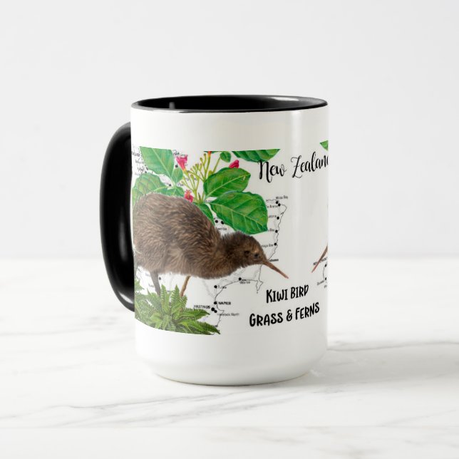 Caneca de Café Pássaro Nativo da Nova Zelândia (Frente Esquerda)