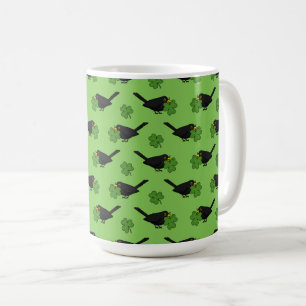 Caneca De Café Pássaro Negro Bonito com Cartoon de Vestuário do S