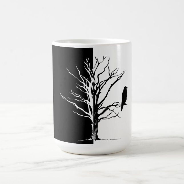 Caneca De Café Pássaro Negro Silhout Raven (Centro)