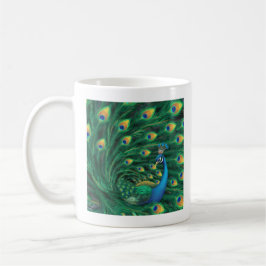 Caneca De Café Pássaro Pavão Azul