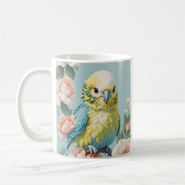 Caneca De Café Pássaro-periférico Amarelo-Azul E Azul (Esquerda)