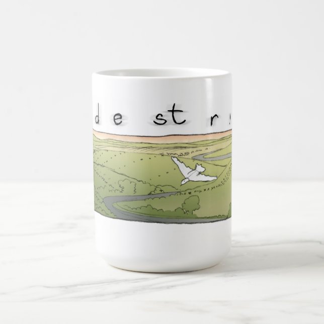 Caneca De Café Pássaro sobre a paisagem (Centro)