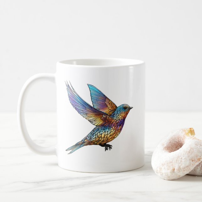 Caneca De Café Pássaro Swift Multicolor "Aviador Grácil" (Com Donut)