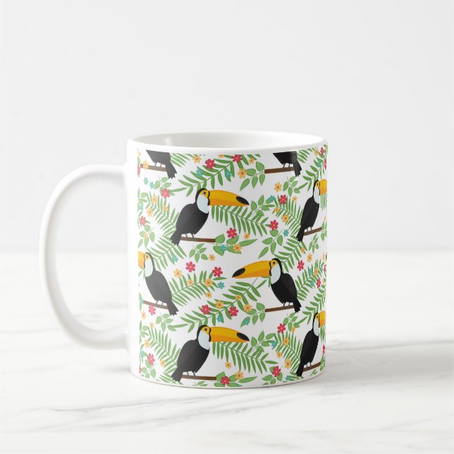 Caneca De Café Pássaro Tropical sem padrão. Toucan  (Esquerda)