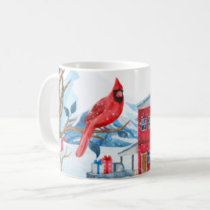 CANECA DE CAFÉ PÁSSARO VERMELHO DA CIDADE DO INVERNO HOLIDAY NUMA