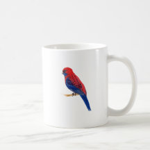 Pássaro Vermelho e Azul com listras de Aquarela Az