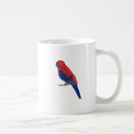 Caneca De Café Pássaro Vermelho e Azul com listras de Aquarela Az