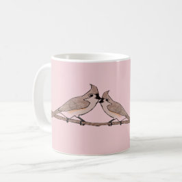 Caneca De Café Pássaros Apaixonados de Tufted Titmouse