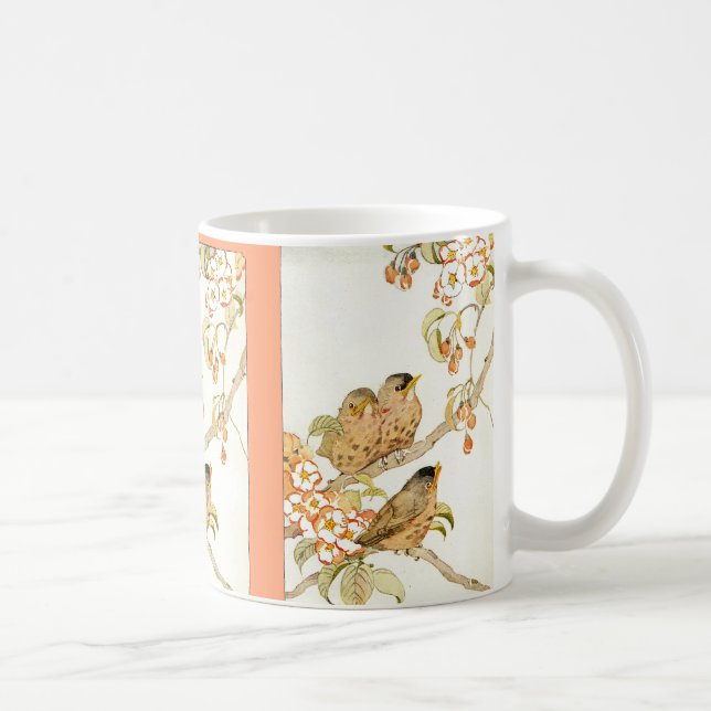 Caneca De Café Pássaros Bebês e Blossomas de Maçã (Direita)