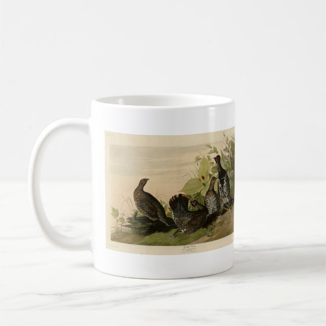 Caneca De Café Pássaros da América do Grouse Audubon, em Spruce (Esquerda)