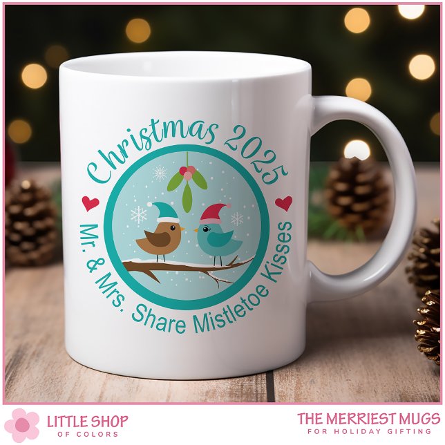 Caneca De Café Pássaros de Amor Personalizáveis Beijos de Visguei (Criador carregado)