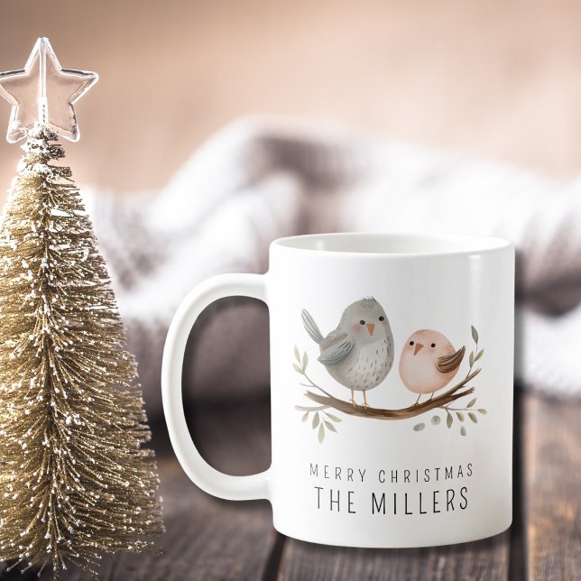 Caneca De Café Pássaros de Aquarela Minimalistas (Criador carregado)