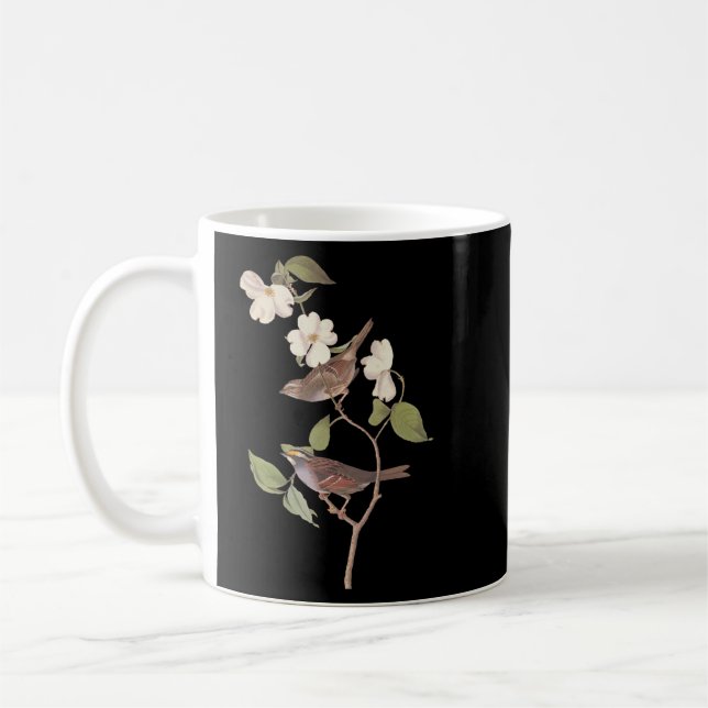 Caneca De Café Pássaros de Áudio com Mineração Brancos com Flores (Esquerda)