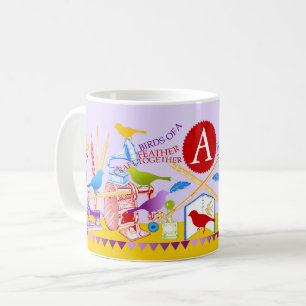 Caneca De Café Pássaros de um Artesanato de penas, juntos de Mug