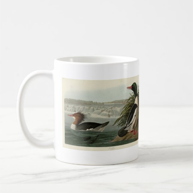 Caneca De Café Pássaros do Goosander (Merganser comum) Audubon (Esquerda)