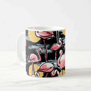 Caneca De Café Pássaros Flamingo rosa e pôr do sol Tango tropic