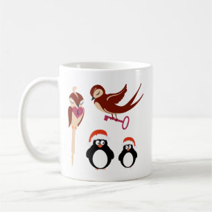 Caneca De Café Pássaros no Amor Chave do Meu Coração Pinguim