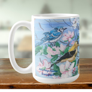 Caneca De Café Pássaros no quintal pintaram arte