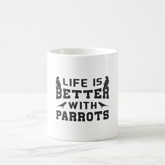 Caneca De Café Pássaros-papagaios vivem melhor com papagaios (Centro)