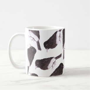 Caneca De Café Pássaros pretos da aguarela do phoebe