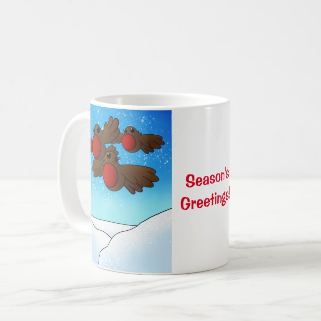Caneca De Café Pássaros Robin do Natal (Frente Esquerda)
