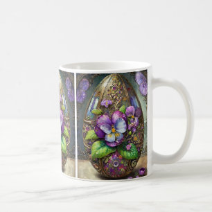 Caneca De Café Pássaros Sanguinados Violetas Flores Selvagens Ovo