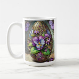 Caneca De Café Pássaros Sanguinados Violetas Flores Selvagens Ovo