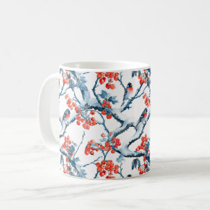 Caneca De Café Pássaros toutinegras perfeitos, galhos de neve de
