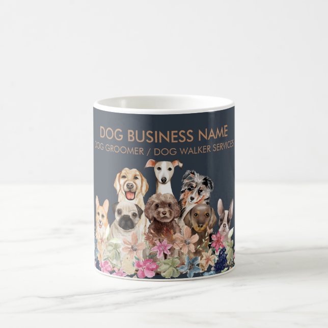 Caneca De Café Passeador Cuidador de Cachorros Marrom Azul (Centro)