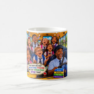 Caneca De Café Passeio Alegre de Ônibus Escolar com Amigos e Moto