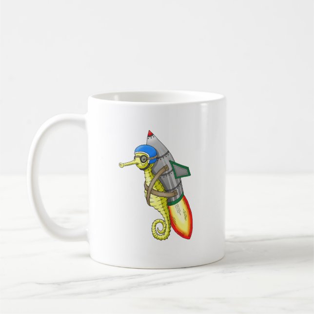Caneca De Café Passeio de Jetpack do cavalo-marinho sob o mar (Esquerda)