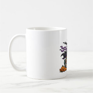 Caneca De Café Passeio de Moto de Bruxa Arte Assustadora de Hallo