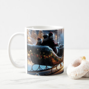Caneca De Café Passeio de Natal em uma Noite de Neve