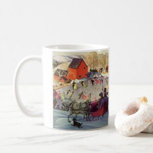 Caneca De Café Passeio de Trenó de Natal Antigo, Amor e Romance