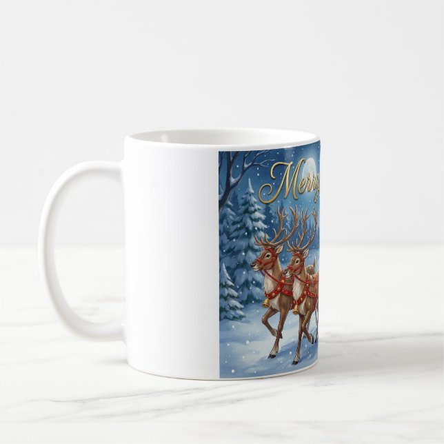 Caneca De Café Passeio de Trenó Nevado do Papai Noel (Esquerda)