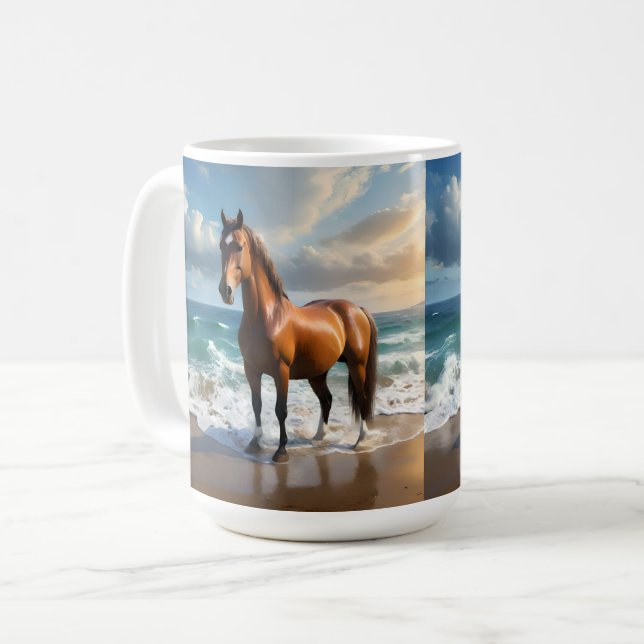 Caneca De Café **"Passeio Majestoso: Cavalo Marrom Orgulhoso na P (Frente Esquerda)