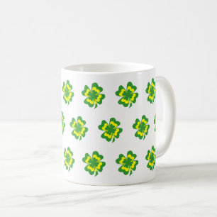 Caneca De Café Pasta de café verde e amarelo de quatro folhas